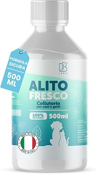 DB Labo, Colluttorio per cani 500ml, Pulizia Denti Cane Anti Tartaro, Additivo Acqua Denti Cani per Pulizia Denti e Gengive, Igiene Orale Contro Alitosi e Alito Cattivo Cane