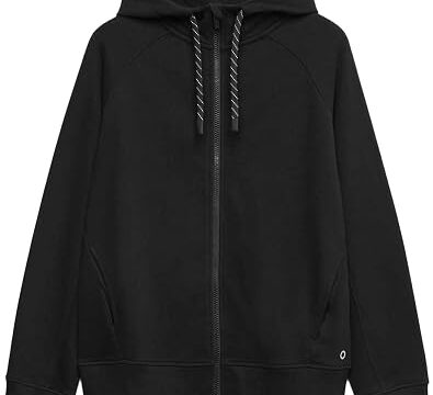 Marks & Spencer Donna con Zip Felpa con Cappuccio Ricco di Cotone – vestibilità Comoda – con Tasche