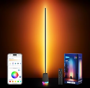 NEEWER NF06 Lampada da Terra Intelligente RGB IC CW, Luce Angolare LED 1500lm, Compatibile con Google Alexa, Ambient Lamp con Design APP/AI/Sync Musicale/16 Milioni di Colori per Salotto Camera Letto