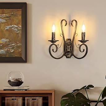SENQIU Applique da Parete Interno Vintage, Industriale E14 Matal Ruggine | 31CM Lampade da Parete Rustica a Forma di Candeliere per Soggiorno, Camera da Letto, Ristorante, Bar, Scale, Corridoio