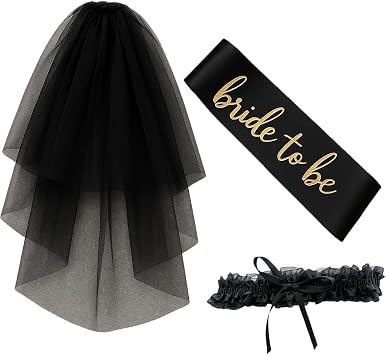 Addio al Nubilato Accessori Sposa 3 Pezzi, Velo, Fascia “Bride to Be” e Giarrettiera in Pizzo, Kit per la Festa della Sposa