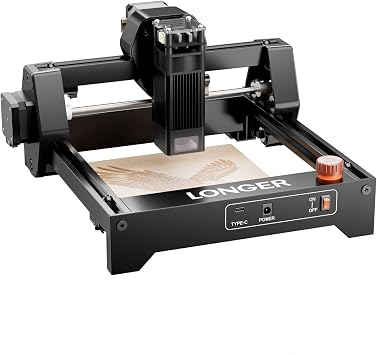 LONGER Ray5 Mini Incisore Laser 5,5W – Tagliatrice Laser ad Alta Velocità fino a 12 000 mm/min, Macchina per Incisione su Legno, Acrilico, Pelle, CNC Fai da Te, Area di Lavoro di 130 x 130 mm, Wi-Fi