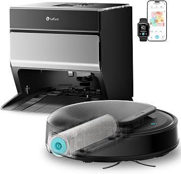 Lefant M5 Pro Robot Aspirapolvere Lavapavimenti con Rullo 23.000Pa | Rullo Autopulente, Anti-Groviglio 100%， Lavaggio Acqua Viva 75°C, Rilevamento Del Tappeto, Sollevamento Del Rullo Di 8 mm
