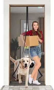 Zanzariera Magnetica per Porta 90×240 cm, Rete in Fibra di Vetro, Nero | Tenda Magnetica, Protezione Insetti, Senza Forare, Chiusura Automatica, Su Misura, Resistente, Adatta ad Animali