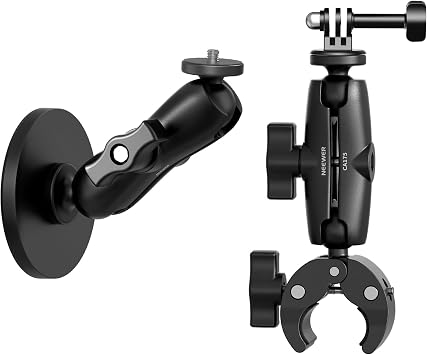NEEWER Supporto a Morsetto per Manubrio Moto Bici Staffa Magnetica per Auto Kit Accessori Action Cam Compatibile con Insta360 X5 X4 X3 GoPro DJI AKASO, Teste Sfera a 360° per Riprese Video POV, CA175