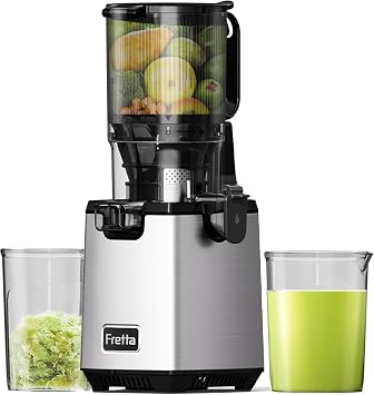 Fretta Estrattore di succo a masticazione lenta, 250 W, bocca da 135 mm | Tecnologia a freddo, preserva nutrienti, gestisce frutta/verdura intera, alta resa, facile pulizia, inversione auto