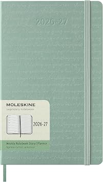 Moleskine Agenda Settimanale 2026 2027 – Agenda 18 Mesi Con Spazio per Note, Copertina Rigida e Chiusura Elastica, Colore Verde Salvia, Formato Large 13 x 21 cm