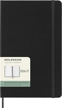 Moleskine Agenda Settimanale 2026 2027 – Agenda 18 Mesi Con Spazio per Note, Copertina Rigida e Chiusura Elastica, Colore Nero, Formato Large 13 x 21 cm
