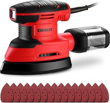 Levigatrice di Precisione per Legno: DEKOPRO 180W Multifunzione Levigatrice Mouse Elettrica 13000 RPM, 15PCS Carte Abrasive – per Levigare, Lucidare e Rimuovere in Falegnameria e DIY Rosso