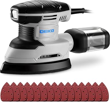 Levigatrice di Precisione per Legno: DEKOPRO 180W Multifunzione Levigatrice Mouse Elettrica 13000 RPM, 15PCS Carte Abrasive – per Levigare, Lucidare e Rimuovere in Falegnameria e DIY Blu-grigio
