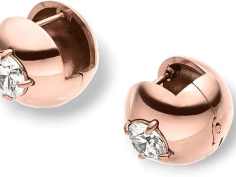 Purelei Resonance Glow – Orecchini a cerchio alla moda con zirconi bianchi, in acciaio inox (oro 14 carati/argento/oro rosa 18 K) – 15,5 mm
