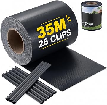 Velway Strisce Frangivista in PVC per Recinzione a Doppio Picchetto 450g/m² | Frangivista per Recinzione 35 m x 19 cm Anti-UV Impermeabile e Antistrappo, con 25 Clip di Fissaggio, per Giardino e Balcone