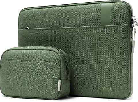 Inateck 360° Custodia PC Laptop per MacBook Air/Pro 13 M5-M1, Macbook Neo | Borse Computer con Custodia Piccola Compatibile con MacBook Air 13 2018-2026, MacBook Pro 13 2016-2022, Verde