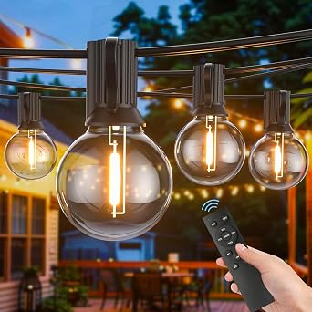 LONIUTO Catena Luminosa Esterno 15M/50FT, G40 Luci da Esterno Giardino con 25+2 LED, 2700K Bianco Caldo Impermeabile Catena Luci Esterno, Adatta per Festival, Matrimoni, Feste, Giardini, Terrazze