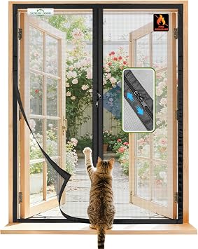 SCREEN DOOR Zanzariera per Finestre 200×150 cm, Installazione Semplice, Fibra di Vetro Ignifuga e Antistrappo, Design con Cerniera Appositamente Studiato per Finestre, Zanzariera Flessibile, Nero