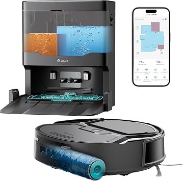 Lefant M210 Omni Mini Robot Aspirapolvere Lavapavimenti con Rullo 20.000 Pa | Rullo Autopulente, Acqua Pulita Continua, Base Multifunzione, Anti-Groviglio, 800ml, Ultra Sottile 85mm, WiFi 2.4G