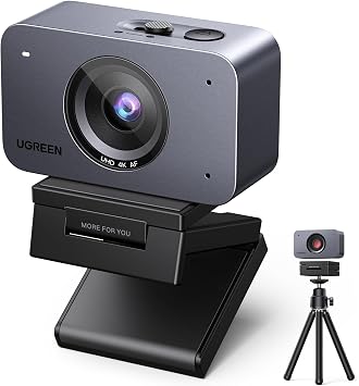 UGREEN FineCam 4K Webcam 30FPS Ultra HD Webcam USB Messa a Fuoco Auto | Con Treppiede Doppio Microfono Face AE Commutazione Verticale Orizzontale per Windows MacOS Linux Youtube Skype Appel Zoom