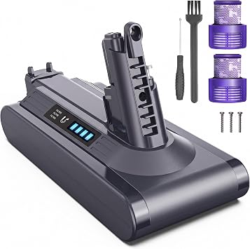 Keenstone Batteria per Dyson V10 SV12 8000mAh Dyson V10 SV12 Batteria per Cyclone, Animal, Absolute, Motorhead, Fluffy Aspirapolvere, 2 Filtri