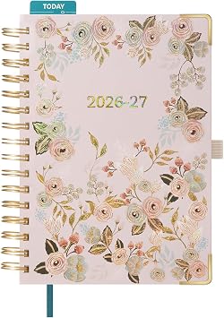 BEZEND Agenda 2026 2027 Settimanale A5 Verticale Spirale – Design Floreale | 18 Mesi (Lug.26-Lug.27), Diario Scuola 21 x 15,5 cm con Orario, Idea per Donne, Carta da 120 g/m², Copertina Rigida, Rosa