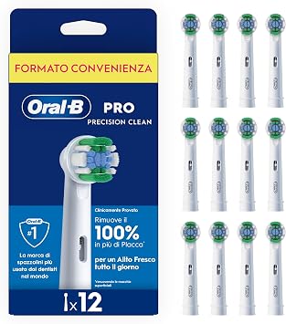 Oral-B Testine di Ricambio Pro Precision Clean, Bianche, 12 Ricambi | 12 Testine di Ricambio per Spazzolino Elettrico, Autentiche, Delicato su Denti e Gengive