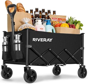 RIVERAY Carrello Pieghevole 120L, 100kg, Ruote per Ogni Terreno | Telaio Robusto, Pieghevole Leggero, Facile da Trasportare, Ideale per Spiaggia e Campeggio