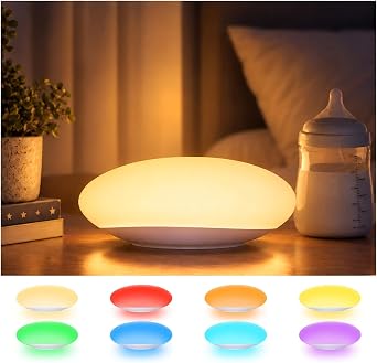 Luce Notturna Bambini 2000mAh, Silicone, 8 Colori RGB, Dimmerabile, Timer | Lampada Bambini Notturna Ricaricabile USB-C, Senza Sfarfallio Lampada Neonato per Cameretta Neonati, Idea Regalo Bambini