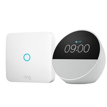 Amazon Echo Spot (Ultimo modello) | Bianco + Ring Intercom Audio | Rendi il tuo citofono più intelligente