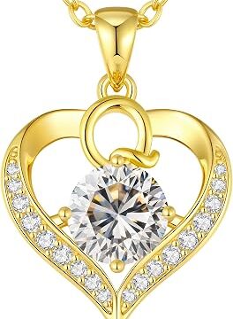 LOUISA SECRET Collana donna cuore Capital con Placato di rodio e oro 18K | Lettere A-Z Regalo per Mamma Rivestimento,Catena Regolabile 45+5cm,Idea Regalo per San Valentino,Compleanno,Donna Natale