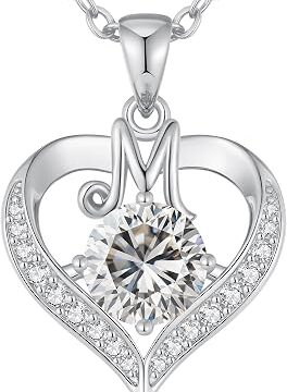 LOUISA SECRET Collana donna cuore Capital con Placato di rodio e oro 18K | Lettere A-Z Regalo per Mamma Rivestimento,Catena Regolabile 45+5cm,Idea Regalo per San Valentino,Compleanno,Donna Natale