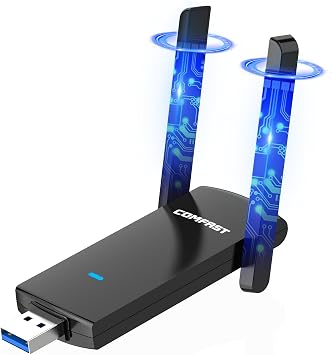 COMFAST Chiavetta WiFi Adattatore USB per WiFi AC1300 Chiavetta WiFi per PC | USB3.0 Doppia Banda con 2 Antenna ad alto Guadagno, WPA2, Installazione Rapida, compatibile Win7/8/8.1/10, Mac 10.9~10.15