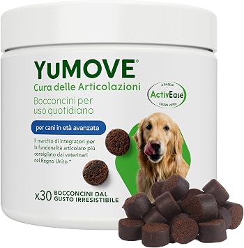 Yumove Integratore Articolazioni Cane Senior 8+ – 30 Bocconcini ActivEase | Brevetto in Corso, Cozza Verde 150 mg, Ogni Razza, Omega-3, Supporto Scientifico, Consigliato dai Veterinari, Olio Di Pesce