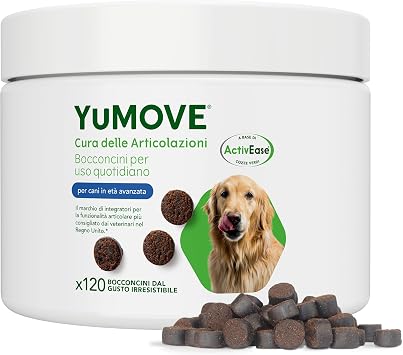 Yumove Integratore Articolazioni Cane Senior 8+ – 120 Bocconcini ActivEase | Brevetto in Corso, Cozza Verde 150 mg, Ogni Razza, Omega-3, Supporto Scientifico, Consigliato dai Veterinari, Olio Di Pesce