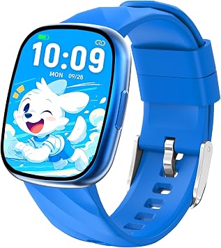 PTHTECHUS Smartwatch Bambini – 1.75″ Orologio Smartwatch Bambini Fitness Tracker Impermeabile con 100+ Modalità Sportive, Giochi e Contapassi, 4-12 Anni Ragazze e Ragazzi，Blu
