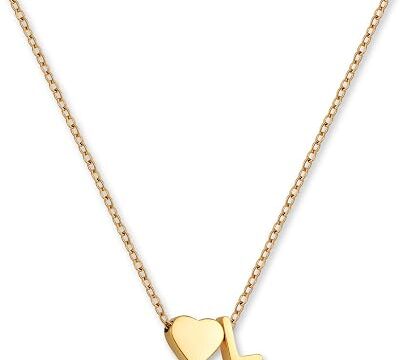 GD GOOD.designs Collana con lettera e ciondolo a cuore (A–Z) | Collana personalizzata in acciaio inox 316L – placcata oro 18K | Collana regolabile da donna 42–47 cm