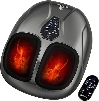 COMFIER 2026 Nuovo Massaggiatore Piedi Elettrico Shiatsu con Telecomando | Massaggiatore Piedi 4 in 1 con Shiatsu, Calore, Compressione e Vibrazione, 3 Calori, 3 Intensità, Timer, Fino alla Taglia 48