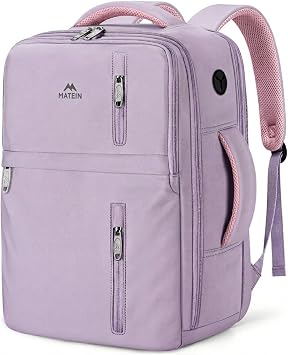 MATEIN Zaino Ryanair 40x30x20, Multitasche Zaino 40x30x20, Zaini da Viaggio | 24L Zaino da Viaggio Donna, Leggero Zaino Porta PC 15,6 Pollici, Bagaglio a Mano 40x30x20 per Ryanair, Wizz Air, Viola Chiaro
