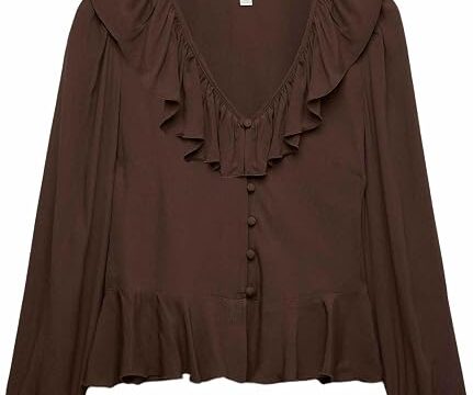 Marks & Spencer Donna Aderente Ruffle Camicetta – vestibilità Regolare