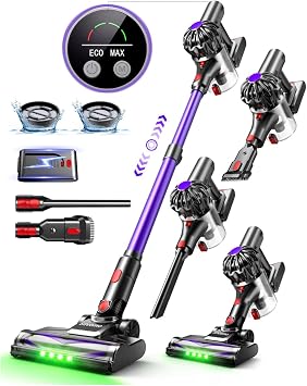 Slivamo S16 Aspirapolvere Senza Fili, 50kPa/600W/45min, Batteria Rimovibile | Scopa Elettrica Leggero con Luce LED Verde, Autoportante, per Peli Di Animali/Pavimenti Duri