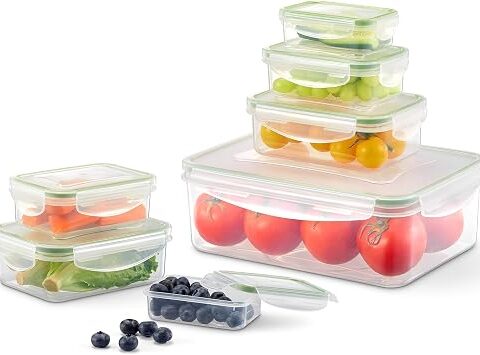 VINATO 7 Pcs Contenitori Ermetici per Alimenti in Plastica | Contenitori con coperchi, 0,12-2,5L, per microonde, lavastoviglie e frigorifero