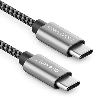 deleyCON 240W 1m Cavo USB-C PD3.1 – USB-C a C Cavo di Ricarica Rapida | Cavo di ricarica per iPhone 17/16/15 Pro Max Air, Galaxy A16/A17/A56/S26/S25/S24, Pixel, iPad, PS5 e altri