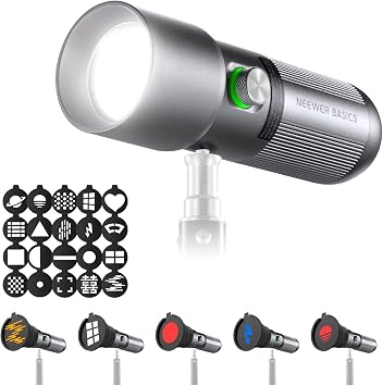 NEEWER FL10 Torcia Fotografica Zoomabile Aggiornata, Faretto Foto LED 20W | 4 Colori, 20 Gobo, 7500mAh, 6300K, Luce Video Portatile, Studio Light con Effetto Tramonto Atmosferico per Foto e Video