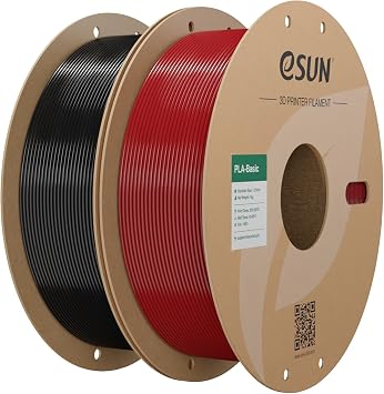 eSUN Filamento PLA 1,75 mm, filamento di Basic PLA 2kg Rosso Fuoco & Nero | Precisione dimensionale +/- 0,03 mm. Stampa fluida e veloce senza intasamenti. Materiale premium per stampanti 3D FDM.