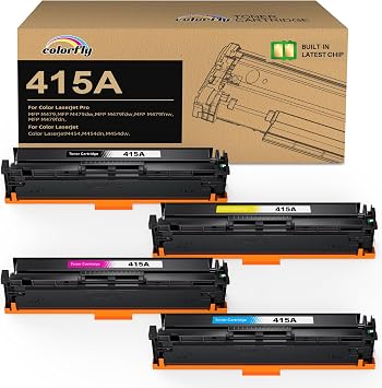 colorfly 415X 415A M479fdw Toner (Con chip) Compatibile per HP 415X 415A | per Color Laserjet Pro MFP M479fdw Toner M479dw M479fdn M479fnw M454dw M454dn M479 W2030X (Nero Ciano Giallo Magenta, 4-Pack)