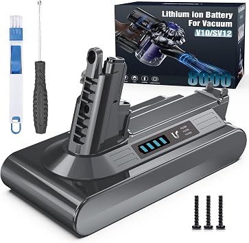 Morpilot Batteria per Dyson V10 SV12, 8000mAh Batteria di Ricambio per Dyson Cyclone V10 Animal, Absolute, Motorhead, Fluffy, Total Clean, Aspirapolvere
