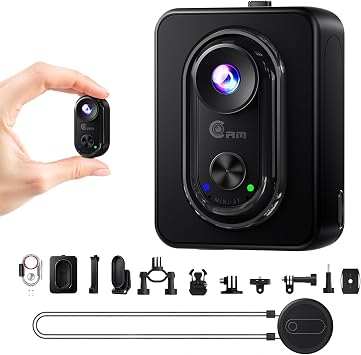 TIMNUT 4K Mini Action Cam – Body Cam Magnetica con WiFi, Telecamera Indossabile con Stabilizzazione a 6 assi, POV Camera per Moto/Viaggi/Animali domestici/Casco（Non include la scheda SD）