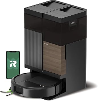 iRobot Roomba® Plus 576 Combo robot aspirapolvere lavapavimenti, 25.000 Pa | Con stazione AutoWash™ autosvuotante lavaggio mop estensibili con acqua calda 75°C e asciugatura a caldo, AI + LiDAR, nero
