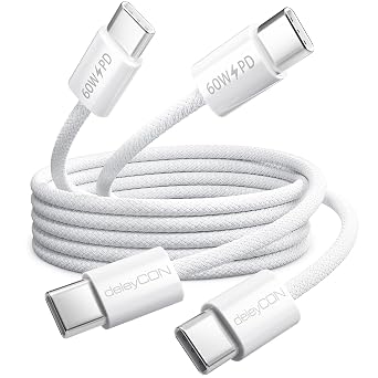 deleyCON Set USB C 60W [2 Pezzi, 2M + 2M] PD 3.0 USB-C a C Ricarica Rapida per iPhone 17 16 Pro Max Air Galaxy S26 S25 A56 A17 A26 iPad MacBook Xiaomi Switch PS5