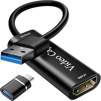 VIXLW Scheda di acquisizione video, 4K HDMI a USB 3.0-1080p 60fps registrazione e streaming per giochi, streaming, lezioni e videoconferenze (nero)