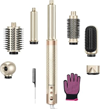 Bopcal Hair Styler 7 in 1, Phon Capelli Ionico, Arricciacapelli ZCY892-B | Spazzola Asciugacapelli Professionale, Asciugatura Rapida, Volume, Liscio, Ricci per Viaggio, Regali