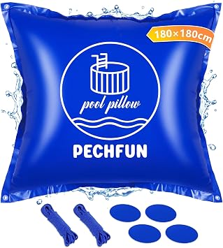 Cuscino Piscina Invernale 180x180cm, Cuscino Gonfiabile Invernale Piscina | Valvola Boston Sicurezza, Corda 15m e Kit Riparazione, PVC Ultra Resistente, Doppia Cucitura per Copertura Invernale Stabile